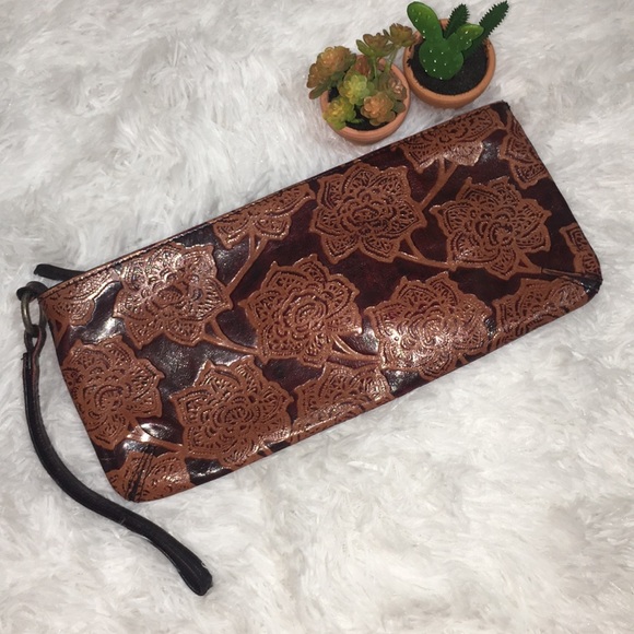 Handbags - Express leather tooled floral purse wristlet